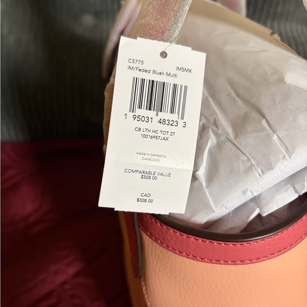 Coach Two-Tone Pink and Peach Tote - Picture 6 of 6